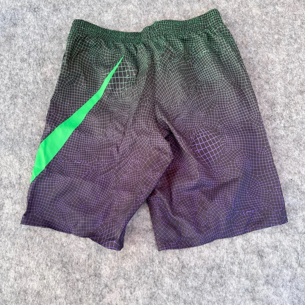 Nike Mens Swim Trunks Small Green Purple Grid Gradient Swoosh NESSD541-380 NEW